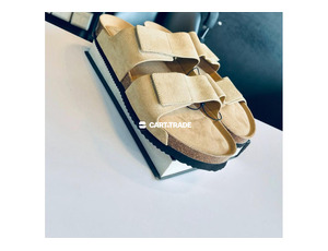Beige Suede Sandals with Thick Soles