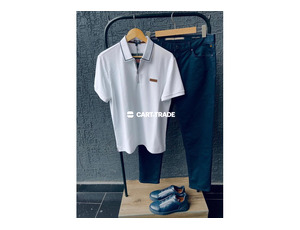 ZEGNA Polo Shirt & Dark Blue Pants Outfit Collection