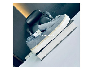 Grey Slip-On Shoes with Woven Sole