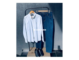 White Button-Up Shirt & Blue Jeans Outfit Collection