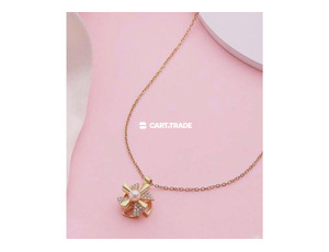 Elegant Gold Flower Necklace – Pearl and Diamond Accent - 3