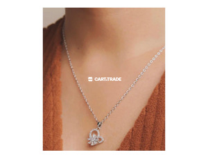Silver Heart Pendant Necklace – Elegant Design with Sparkling Stones - 2