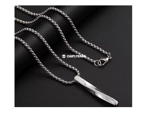 Silver Necklace with Twisted Rectangle Pendant – Contemporary Chic - 2