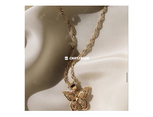 Elegant Gold Butterfly Pendant Necklace with Twisted Chain Design - 2