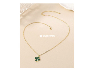 Charming Gold Clover Necklace – Good Luck Green Pendant - 2