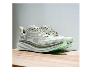 HOKA Grey Running Shoe with Green Accents - 2