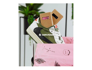 White and Olive Nike Sneakers with Black Accents - 3