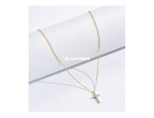 Gold Cross Pendant Necklace with Sparkling Stones – Elegant Jewelry - 3