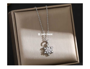 Delicate Snowflake Pendant Silver Necklace - 2