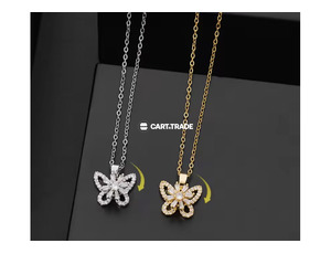 : "Reversible Butterfly Pendant Necklaces – Dual-Style Gold & Silver. - 2