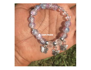 Elegant Beaded Bracelets with Crystal Butterfly Charms - 2