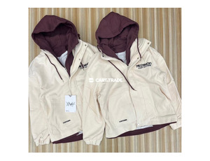 Beige Jackets with Maroon Hoods