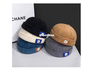 Corduroy Beanies with Retro New York Patch in Assorted Colors