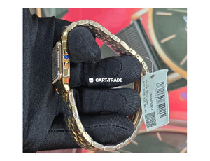 Luxury Gold Cartier Wristwatch - Diamond Bezel, Rectangular Dial - 2